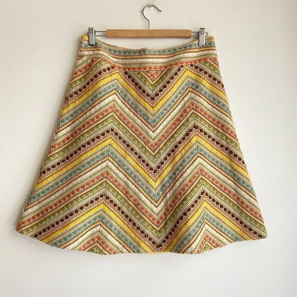 Vintage Chevron Textured Tweed like A line Mini Skirt L - Picture 4 of 7